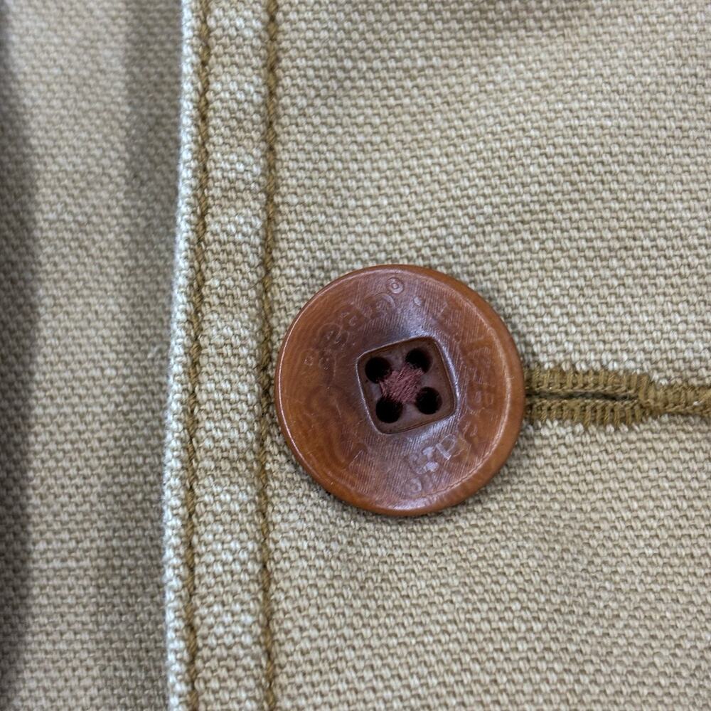LL Bean Jacket Mens Size Large Tan Canvas Barn Chore Coat Corduroy Cuffs - Picture 6 of 8